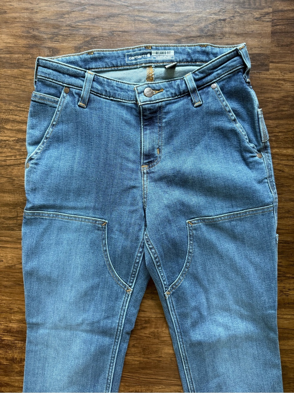 Carhartt women's Relaxed Fit Carpenter Jeans - Medium Blue Denim - Picture 3 of 13